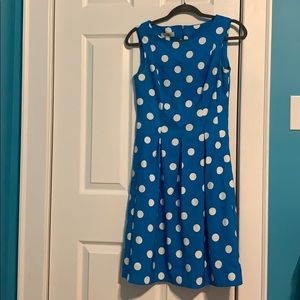 DRESSBARN blue a-line polka dot dress